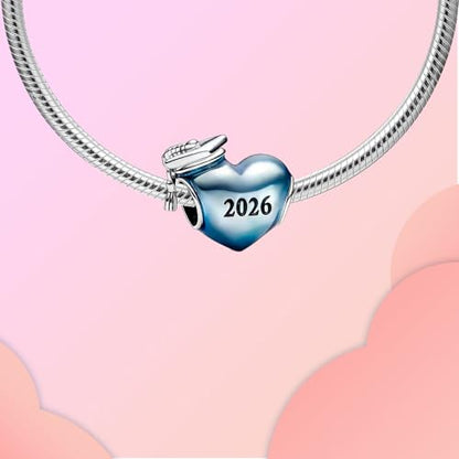 LUXILLA Love You Best Friend Grandma Wife Heart Charm 925 Sterling Silver Charms Fit for Bracelets Necklace Jewelry Gift for Women - color: Blue 2026 Graduation Charm