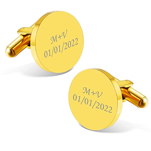 Custom4U Custom Photo Cufflinks for Men Father of the Bride Gifts - color: G-Custom Text-Gold