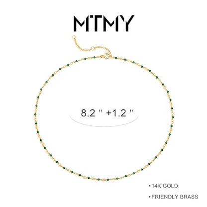 Gold Anklets for Women 14K Gold Plated Tiny Bead Anklet Colorful Tassel Foot Chain Dainty Adjustable Cute Summer Beach Boho Anklets Jewelry Gift - color: crystal green