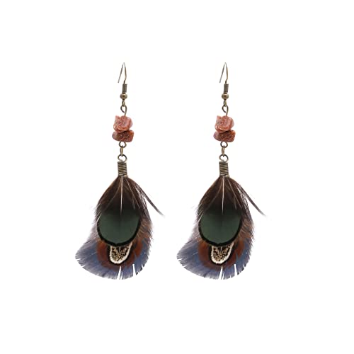 RUOFFETA Long Feather Earrings for Women, Boho Bohemian Earrings Multicolor Tassel Handmade Feather Earrings for Women Dangling - style: Style E