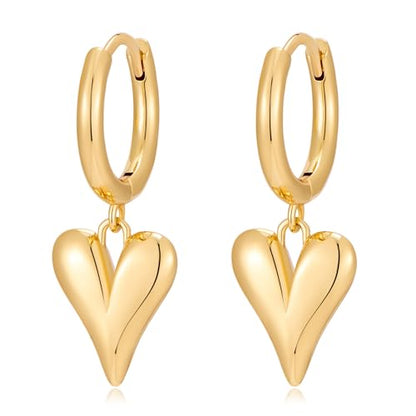 Two Tone Heart Dangle Earrings for Women Gold and Silver Heart Hoop Earrings 14K Gold Plated Valentine's Day Trendy Jewelry Everyday Jewelry - color: gold A