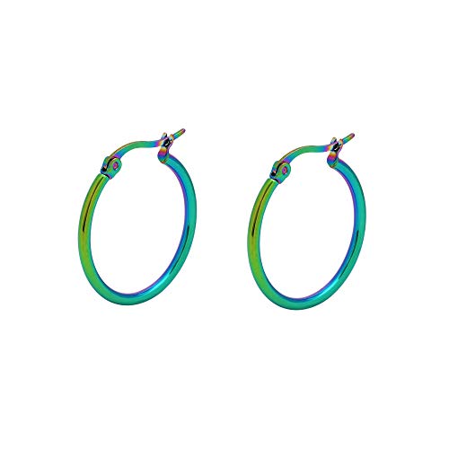 Rounded Hoops Earrings (20mm-60mm Diameter) - color: Rainbow 20mm