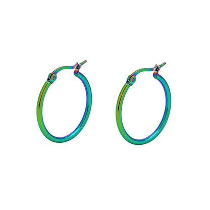 Rounded Hoops Earrings (20mm-60mm Diameter) - color: Rainbow 20mm