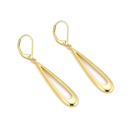 BoutiqueLovin Long Teardrop Dangle Earrings for Women | 14k Gold Plated Dangling Drop Earrings Silver HypoallergenicHollow Dangly Leverback Earings Lightweight Trendy Jewelry Gifts - color: 14K Gold