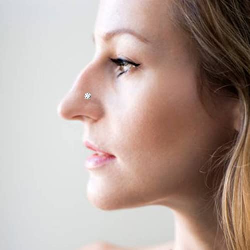 4pcs Grade 23 Titanium Nose Studs 20G/18G Flat/CZ Tiny Nose Rings Hypoallergenic G23 Nostril Piercing Jewelry for Women Men 1.5mm 2mm 2.5mm 3mm Flat Nose Bone Straight/Screws/L Shaped - color: 4pcs L shape CZ(1.5mm 2mm 2.5mm 3mm)