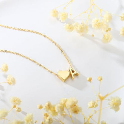 Turandoss Heart Initial Necklace for Women Teen Girls - 18K Gold Plated Letter A-Z Pendant Necklace Dainty Heart Necklaces Tiny Initial Necklaces Birthday Gifts for Women Jewelry - color: Gold, style: P