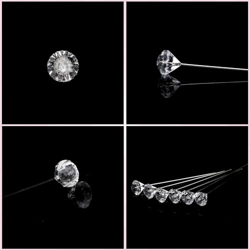 200 Pcs Diamond Bouquet Pins 2 Inches Corsage Pins Flower Pins Rhinestones Crystal Head Pins Straight Head Pins Clear Flower Pins for Wedding Bouquet Decoration Jewelry DIY Craft