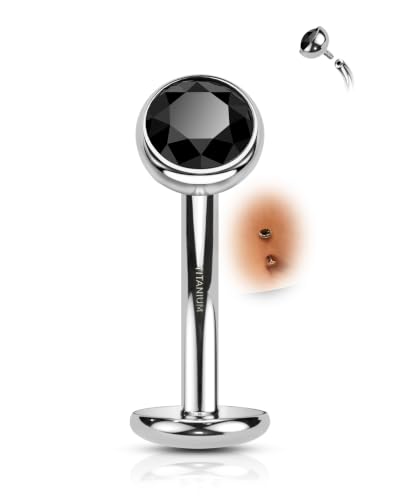 COCHARM G23 Solid Titanium Belly Button Rings Floating Belly Navel Rings 14G Internally Threaded Belly Piercing Jewelry Hypoallergenic - color: BK-10MM