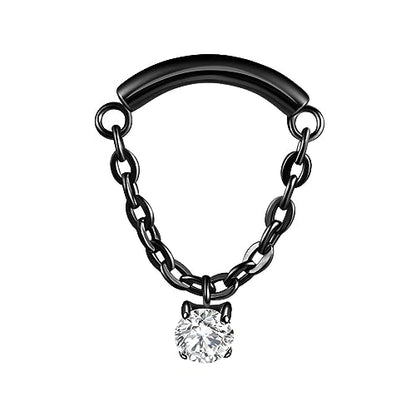 BelezaDosas G23 Titanium Labret Studs Threadless Push-in Labret Press Fit 16G Cluster Helix Lobe Conch Tragus Push Back Piercing Jewelry - style: black chain CZ