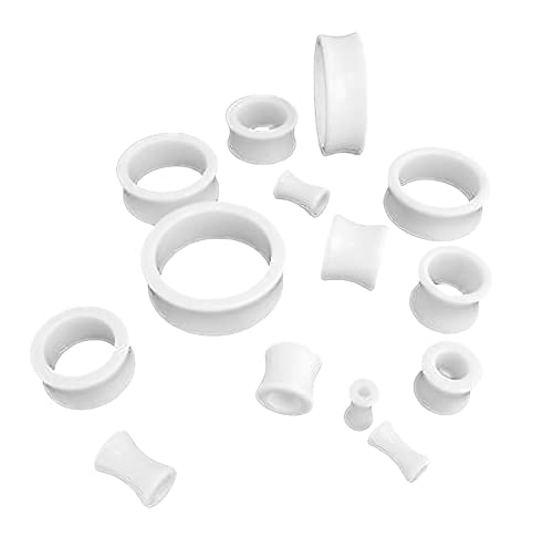 1 PAIR (2pcs) ACRYLIC TUNNELS Double Flare Gauges Solid Saddle Thin Ear Flesh Plugs 1037 - color: White, size: 1-1/8" (28MM)