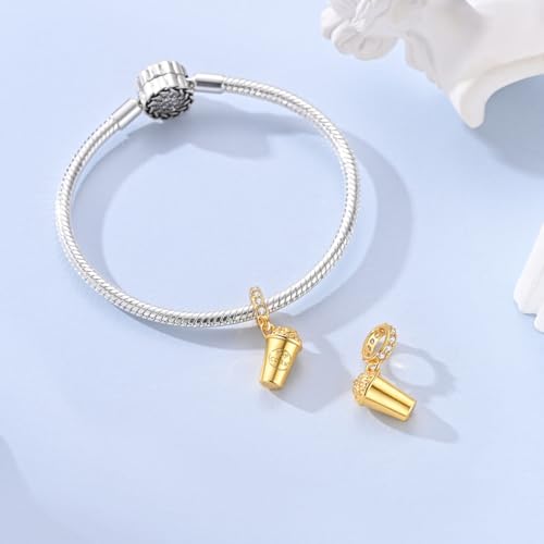 14K Gold Plated Charms for Bracelets Necklace Star Moon Cross Beads Woman | 925 Sterling Silver Charms Butterfly Cute Cat Dog Evil Eye Lucky Bracelet Beads Aesthetic Peandant Jewelry Gift for Mom - color: gold 3