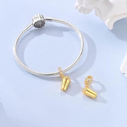 14K Gold Plated Charms for Bracelets Necklace Star Moon Cross Beads Woman | 925 Sterling Silver Charms Butterfly Cute Cat Dog Evil Eye Lucky Bracelet Beads Aesthetic Peandant Jewelry Gift for Mom - color: gold 3