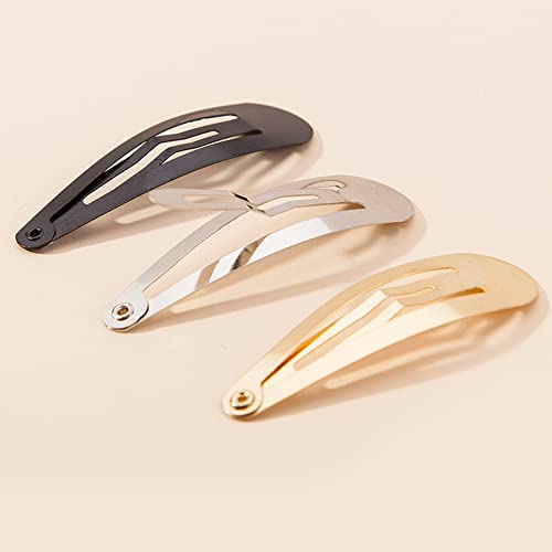 Clips for Hair 40 Pcs 2.75 Inch Metal Barrettes Large Black Snap Hair Clips | 7cm big snap clips for women girls 40 pack black hairpins diy craft hair accessory - color: Black