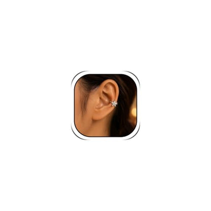 Flower Ear Cuff Set for Women Non Piercing Cartilage Earrings Clip On Wrap Cuffs Stackable Jewelry Gifts - color: A2: silver flower ear cuff