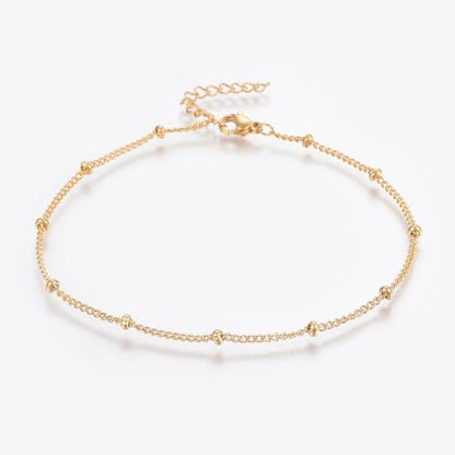 Dainty Ankle Bracelets for Women Golden Satellite Beaded Twist Chain Anklets Simple Minimalist Summer Beach Foot Jewelry Gifts