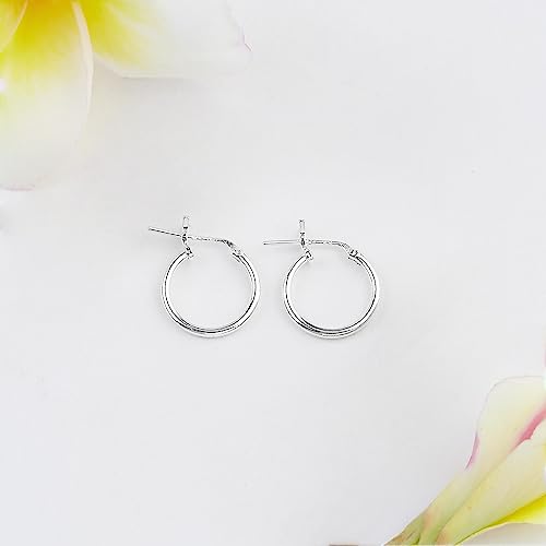 Boma Jewelry Sterling Silver Classic Snap Down Closure Tube Hoop Earrings - size: Medium