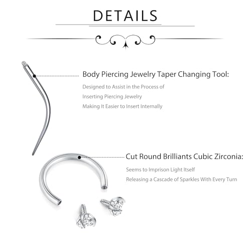 D.Bella 16G Horseshoe Septum Ring Surgical Steel Nose Hoop CZ Earring Eyebrow Lip Tragus Helix Daith Piercing Jewelry for Women Men 8-12mm - color: silver