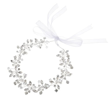 Crystal Bridal Headband Flower Girl Headpiece Silver Wedding Headpieces | Sparkling, Rhinestone Flower Girl Hair Accessory for Wedding Birthday Party First Communion