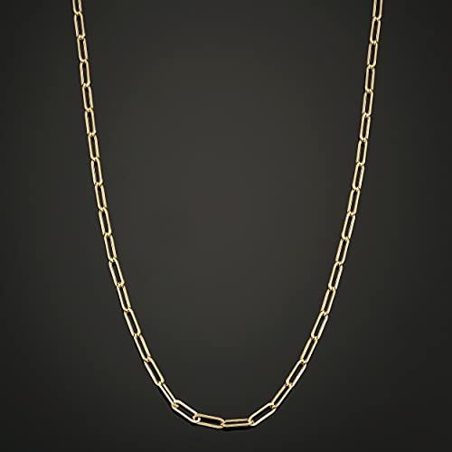Au Naturale Womens Link Chain - 14k Gold Paperclip Necklace for Women - size: 30 inch, style: Yellow Gold