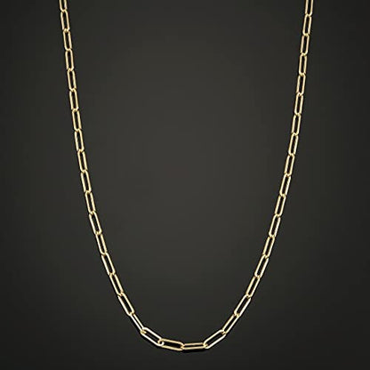Au Naturale Womens Link Chain - 14k Gold Paperclip Necklace for Women - size: 14 inch, style: Yellow Gold