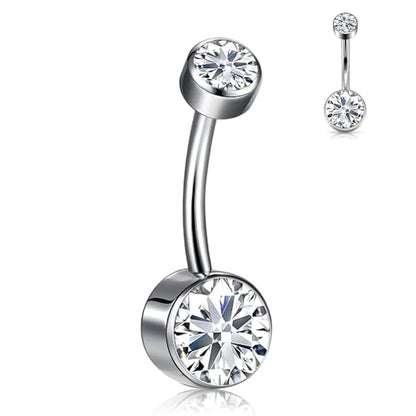 Titanium Floating Belly Button Rings 14G, ASTM F136 Implant-Grade Curved Barbell, Internal Thread with 6mm Teardrop Gems, Sparkle Navel Piercing Jewelry, 10mm/12mm Length - color: Silver-Clear cz, size: 1/2"(12mm)
