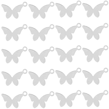 SUNNYCLUE 1 Box 30Pcs Stainless Steel Butterfly Charms Silver Stamping Blanks Metal Engraving Small Insect Cute Animal Dangle Pendants for Jewelry Making Supplies Necklaces Earrings DIY Craftings - color: Silver