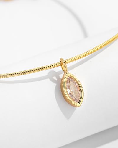 Gold CZ Choker Necklace Trendy Statement | Gold choker necklace, CZ pendant, Adjustable chain, Dainty statement, Summer gift, Gift for women, Lightweight - style: 23382