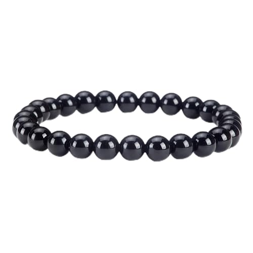 Cherry Tree Collection - Small, Medium, Large Sizes - Gemstone Beaded Bracelets For Women and Men - 6mm Round Beads - color: Black Agate, size: Medium