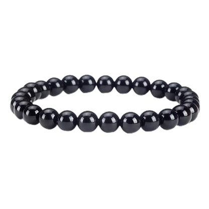 Cherry Tree Collection - Small, Medium, Large Sizes - Gemstone Beaded Bracelets For Women and Men - 6mm Round Beads - color: Black Agate, size: Large