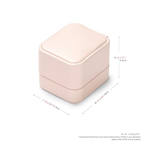 Oirlv Luxury Leather Jewelry Ring Box Engagement Ring Box Wedding Day Keepsake Case Bridal Photo(Pink) - color: Pink, size: Ring Box
