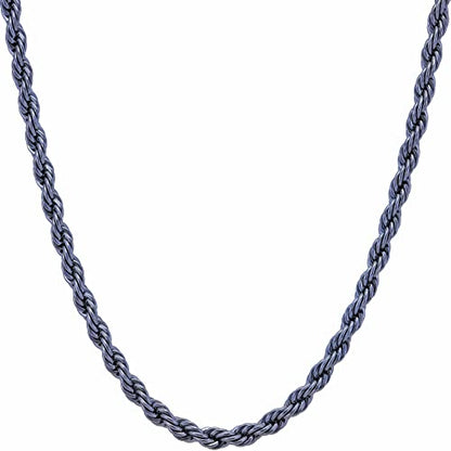 LIFETIME JEWELRY 4mm Twisted Rope Chain Necklace for Men & Women Stainless Steel | Black | Gunmetal | Diamond Cut 16 to 36 Inches - color: Gunmetal, size: 16 inches
