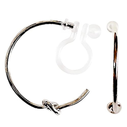 Hoop Invisible Clip On Earrings for Women Not Pierced Gold Small Twisted Hoop Comfortable Silver Large Clip On Earrings - color: Silver