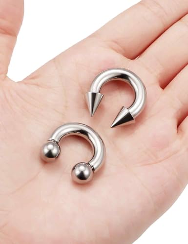 ASTM F136 Titanium 20/18/16/14/12/8/6/4/2g Internally Threaded Horseshoe Nose Septum Ring Gauge Earrings Lip Rings Prince Albert Jewelry Hoop Piercings for Women Men - size: 4g*12mm