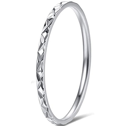 Jude Jewelers 1mm Stainless Steel Rhombic Faced Classic Plain Stackable Wedding Band Ring - color: Silver