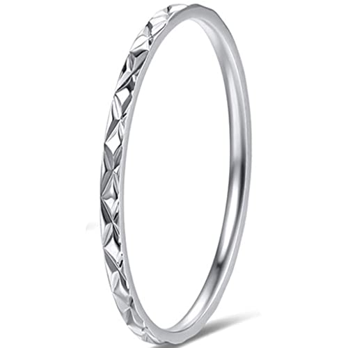Jude Jewelers 1mm Stainless Steel Rhombic Faced Classic Plain Stackable Wedding Band Ring - color: Silver