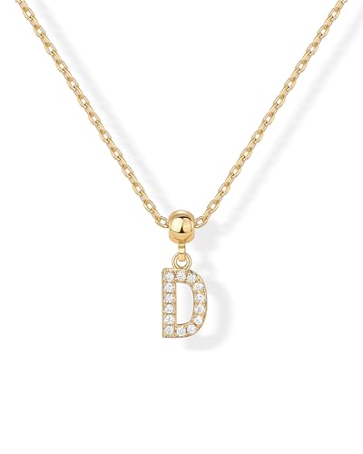 PAVOI 14K Gold Plated Dainty Initial Letter Necklace with Charms for Women | Adjustable Chain Gold Charm Initial Necklaces, Small Alphabet Letters Removable Pendants Cute Jewelry Gifts - style: - D