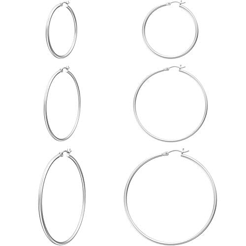 Gacimy Gold Hoop Earrings for Women 14K Real Gold Plated Hoops with 925 Sterling Silver Post - color: Silver, size: 30-40-50mm