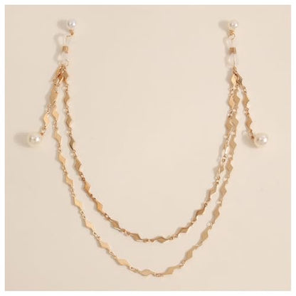 Sexy Pearl Tassel Non Piercing Nipple Chain Jewelry for Women Double Layered Pearl Chest Chain Festival Rave Party Nipple Body Jewelry