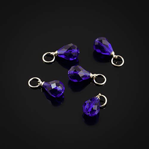 1 Set Adabele Dangle Birthstone Charm Pendant Drops 10mm Austrian Teardrop Crystal Beads Silver Plated Open Jump Rings (12pcs) - size: Teardrop charms with jump rings (1 Set/12pcs)