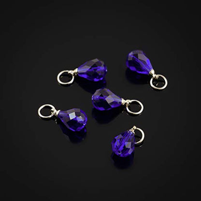 1 Set Adabele Dangle Birthstone Charm Pendant Drops 10mm Austrian Teardrop Crystal Beads Silver Plated Open Jump Rings (12pcs) - size: Teardrop charms with jump rings (1 Set/12pcs)