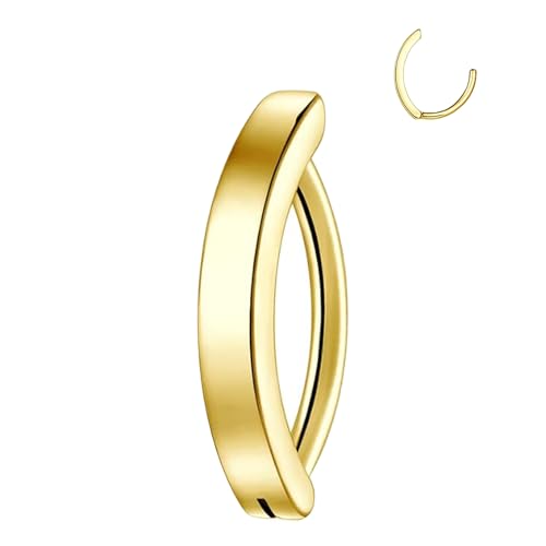 Clicker Belly Button Ring Hoop Belly Button Ring 14G Navel Ring | Surgical stainless steel hinged belly button ring for belly button piercing, navel body jewelry for women and men - color: gold