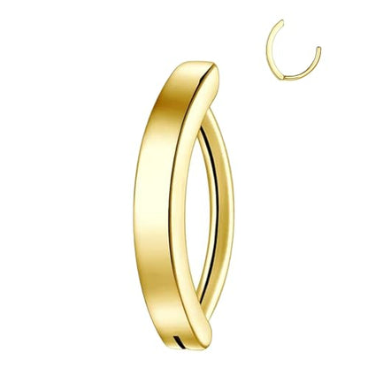 Clicker Belly Button Ring Hoop Belly Button Ring 14G Navel Ring | Surgical stainless steel hinged belly button ring for belly button piercing, navel body jewelry for women and men - color: gold