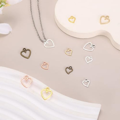 MECCANIXITY Heart Charm, Alloy Love Heart Pendants Valentines Love Dangle Connector Charm Bulk for Jewelry Making Necklace Bracelet Earrings, Cyan - color: Silver/ Cyan