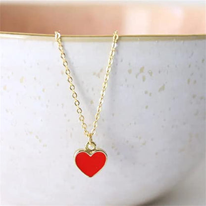 Sweet Enamel Forever Love Heart Shape Link Bracelet Paperclip Chain Stainless Steel Necklace for Mom Wife Lover Valentine's Day Preppy Jewelry - color: Black