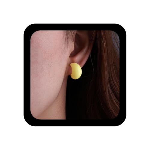 Green Acrylic Chunky Hoop Earrings Resin C Shaped Circle Open Hoop Earrings Vintage Cute Candy Geometric Earring Small Acrylic Studs Earring Jewelry for Women - color: Yellow