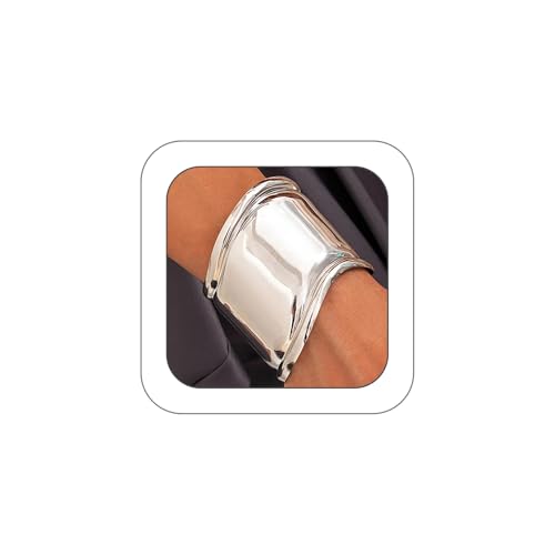 Chunky Silver Arm Cuff Bracelet for Women Trendy Thick Adjustable Wide Bicep Wrist Cuff Bangles Exaggerated Punk Open Bracelet Birthday Jewelry Gifts - color: Silver