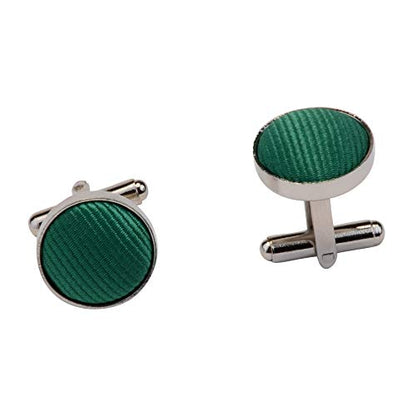 GUSLESON 3.15"（8cm） Solid Color Necktie and Pocket Square Cufflinks Sets For Men + Gift Box - color: Emerald Green