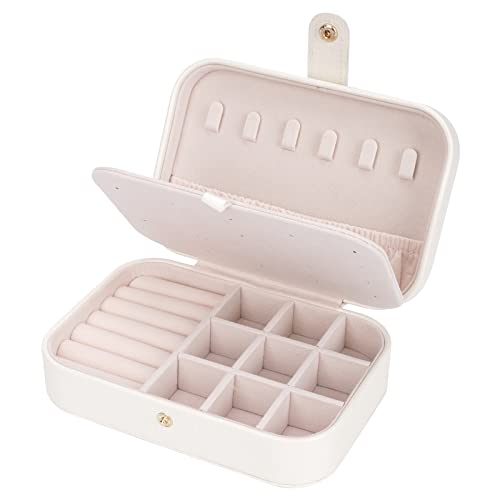 Travel Jewelry Box, Jewelry Organizer for Girls Small Jewelry Storage Box | Jewelry Organizer for Girls Gift Small Jewelry Storage Box for Necklace Ring and Earrings Girls Jewelry Box - color: white