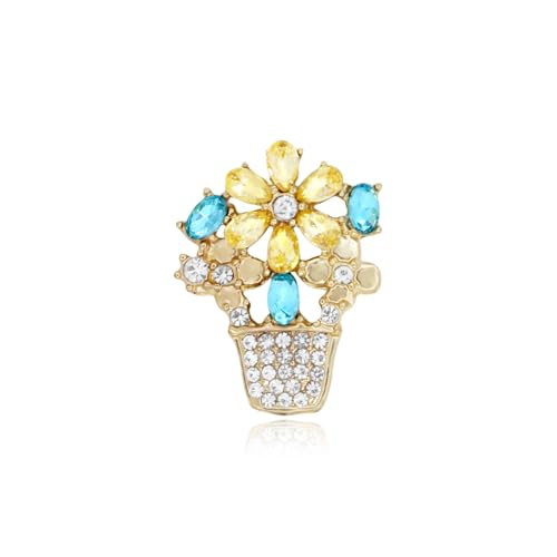 Rhinestone Flower Brooch Cute Floral Crystal Pearl Brooches and Pins for Women Gold brooch Fashion Jewelry for Women Men Gift - color: Crystal flower basket