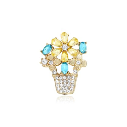 Rhinestone Flower Brooch Cute Floral Crystal Pearl Brooches and Pins for Women Gold brooch Fashion Jewelry for Women Men Gift - color: Crystal flower basket